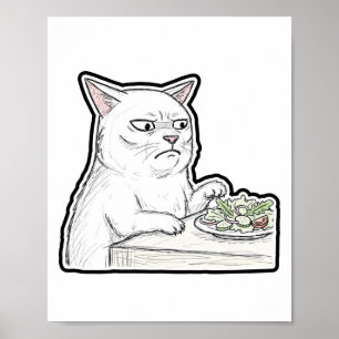 Katze am Esstisch Poster