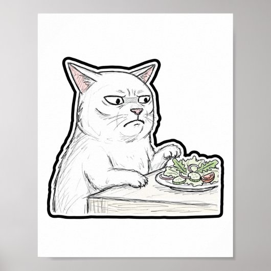 Katze am Esstisch Poster (Vorne)