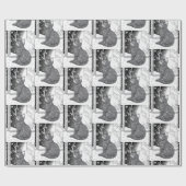 Katze am Fenster mit Schneeflocken Sternenhimmel Geschenkpapier (Flach)