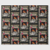 Katze am Feuerplatz Geschenkpapier (Flach)