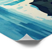 Katze am Kai: sprudelndes Wasser und lebhafte Farb Poster (Ecke)