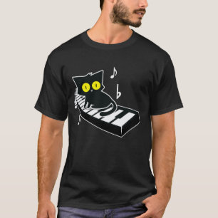 Katze am Klavier Pianist Liebt Katze Lustige Katze T-Shirt