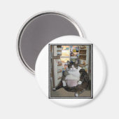 KATZE AM KÜHLSCHRANK MAGNET (Vorderseite/Rückseite)
