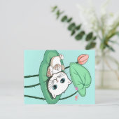 Katze am Leaf, lustige Katze Kätzchen Geschenkidee Postkarte (Stehend Vorderseite)