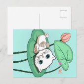 Katze am Leaf, lustige Katze Kätzchen Geschenkidee Postkarte (Vorne/Hinten)
