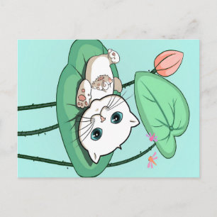 Katze am Leaf, lustige Katze Kätzchen Geschenkidee Postkarte