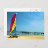 Katze am Meer - Segeln Postkarte (Vorne/Hinten)