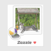 Katze am Strand Aufkleber (Blatt)