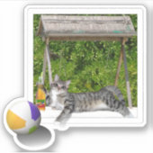 Katze am Strand Aufkleber (Vorderseite)