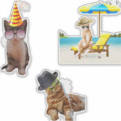 Katze am Strand Aufkleber (Vorderseite)