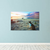 Katze am Strand Leinwanddruck (Insitu (Holzboden))