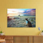 Katze am Strand Leinwanddruck (Insitu (Wohnzimmer))