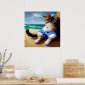 Katze am Strand Poster (Küche)
