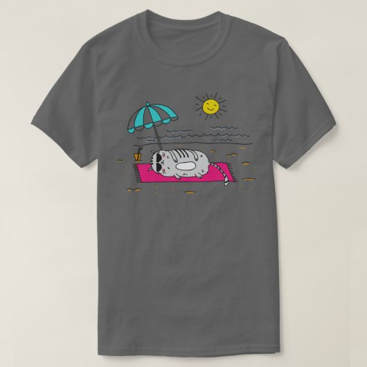 Katze am Strand T-Shirt (Design vorne)