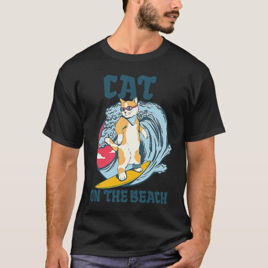 Katze am Strand T-Shirt (Vorderseite)