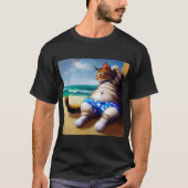 Katze am Strand T-Shirt (Vorderseite)