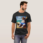 Katze am Strand T-Shirt (Vorne ganz)