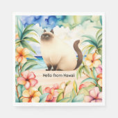 Katze am Strand von Hawaii Serviette (Vorderseite)