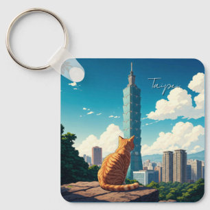 Katze am Taipei 101 Taiwan Schlüsselanhänger
