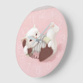 Katze am Telefon Große Wanduhr (Winkel)