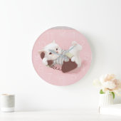 Katze am Telefon Große Wanduhr (Zuhause)