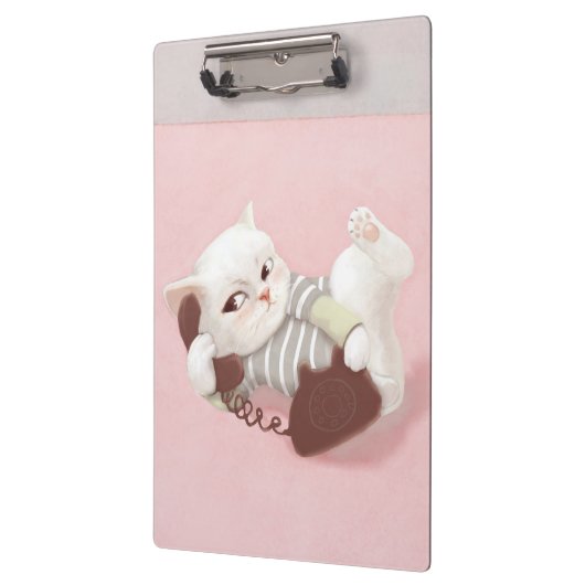 Katze am Telefon Klemmbrett (Links)