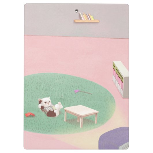 Katze am Telefon Klemmbrett (Rückseite)