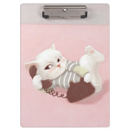 Katze am Telefon Klemmbrett