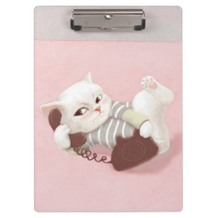 Katze am Telefon Klemmbrett