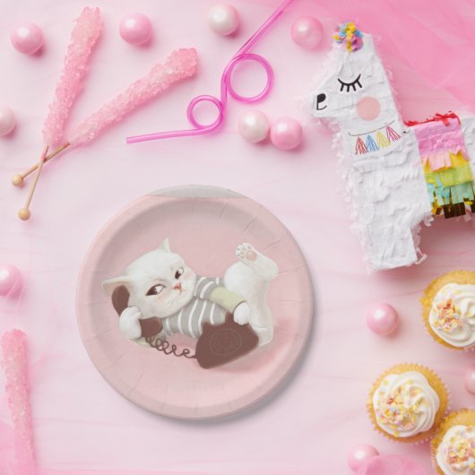 Katze am Telefon Pappteller (Party)