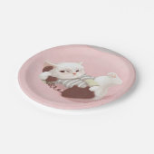 Katze am Telefon Pappteller (Schrägansicht)