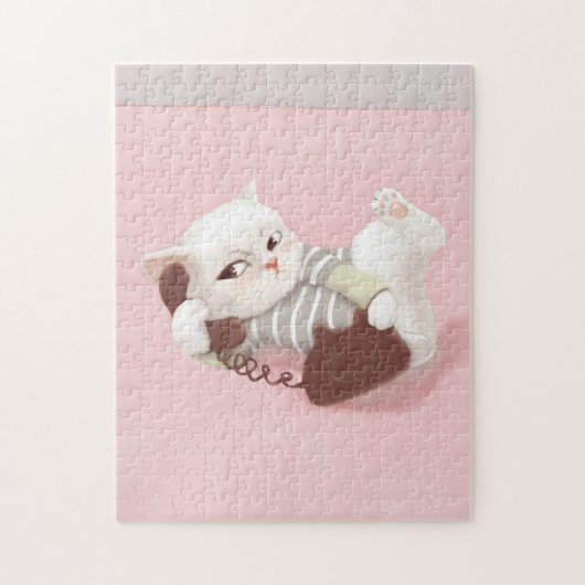 Katze am Telefon Puzzle (Vertikal)