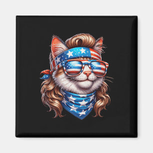 Katze Amerikanische Flagge Patriotisch Lustig Mull Magnet