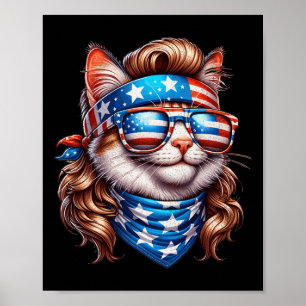 Katze Amerikanische Flagge Patriotisch Lustige Mul Poster