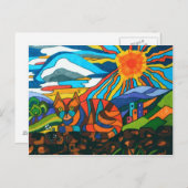 Katze an der Mauer Postkarte (Vorne/Hinten)