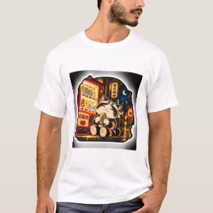 Katze an einem Automaten T-Shirt Japanische Nach