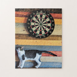 Katze an einem Dart-Brett-Puzzle Puzzle