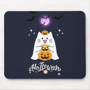 Katze an Halloween unter Mondlicht – Gruselige und Mousepad