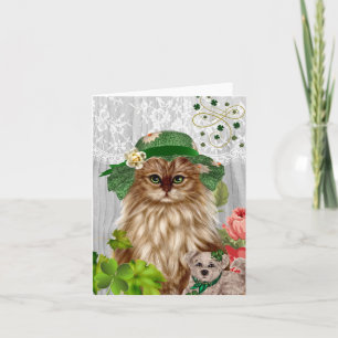 Katze an Hut-St Patrick Tag Notecard Karte