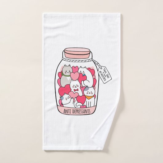 Katze Antidepressiv Funny Cat Lover Geschenk Badhandtuch Set (Handtuch)