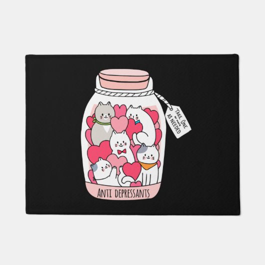 Katze Antidepressiv Funny Cat Lover Geschenk Fußmatte (Vorderseite)