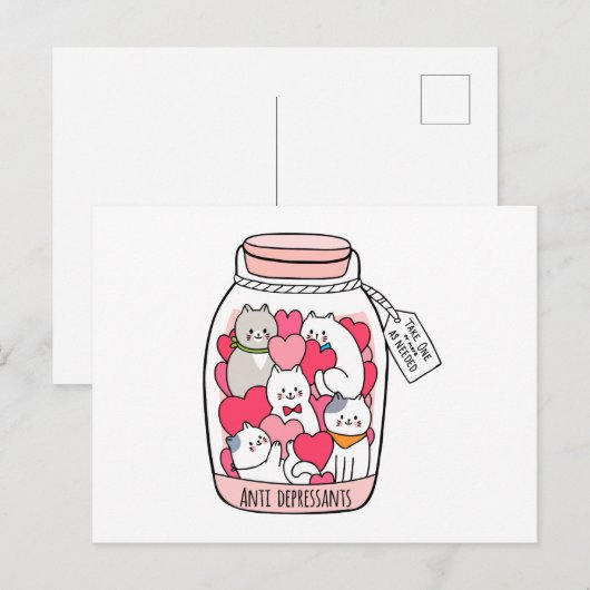 Katze Antidepressiv Funny Cat Lover Geschenk Postkarte (Vorne/Hinten)