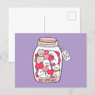 Katze Antidepressiv Funny Cat Lover Geschenk Postkarte
