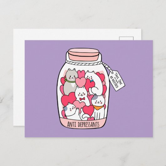 Katze Antidepressiv Funny Cat Lover Geschenk Postkarte (Vorne/Hinten)