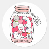 Katze Antidepressiv Funny Cat Lover Geschenk Runder Aufkleber (Vorderseite)