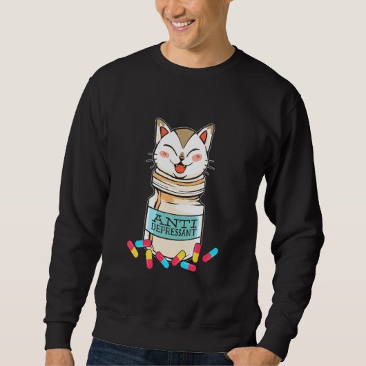 Katze Antidepressivum Katze Sweatshirt (Vorderseite)