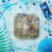 Katze Aquarell Blumen 80. Geburtstag Pappteller (Party)