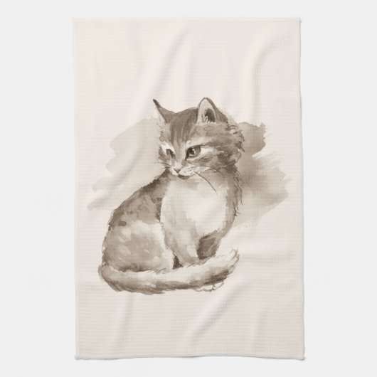 Katze. Aquarell Handtuch (Vertikal)