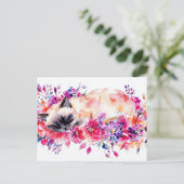 Katze Aquarell Postkarte (Stehend Vorderseite)
