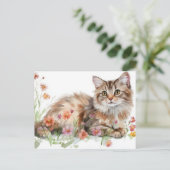 Katze Aquarell Postkarte (Stehend Vorderseite)